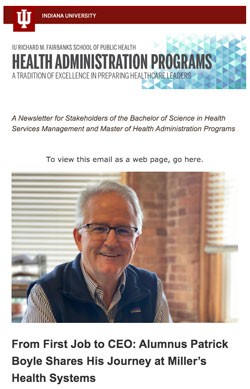 health administration newsletter screenshot